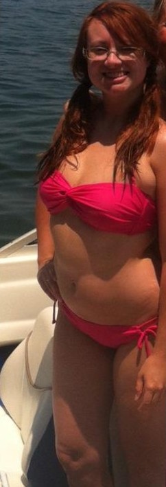 Wife in pink bikini